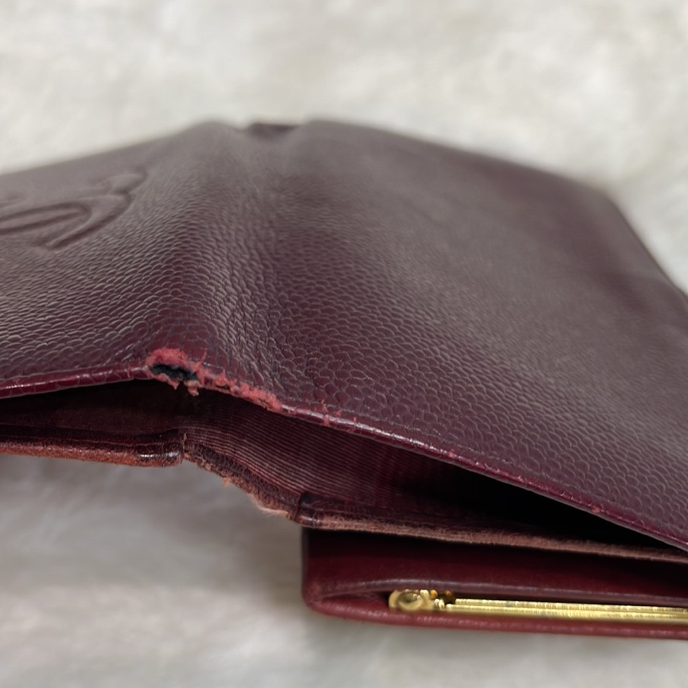 Chanel Raspberry Caviar long bifold wallet with front snap - Picture 7 of 15